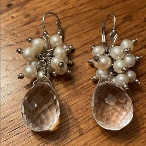 Ross Simons Pearl and Crystal Earrings